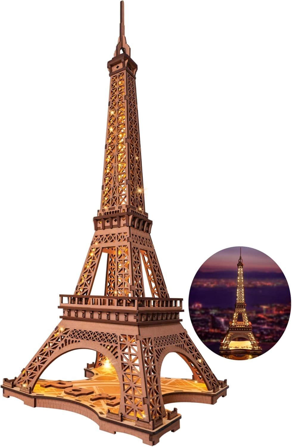 ROBOTIME Rolife Eiffelturm 3D Holzpuzzle mit LED