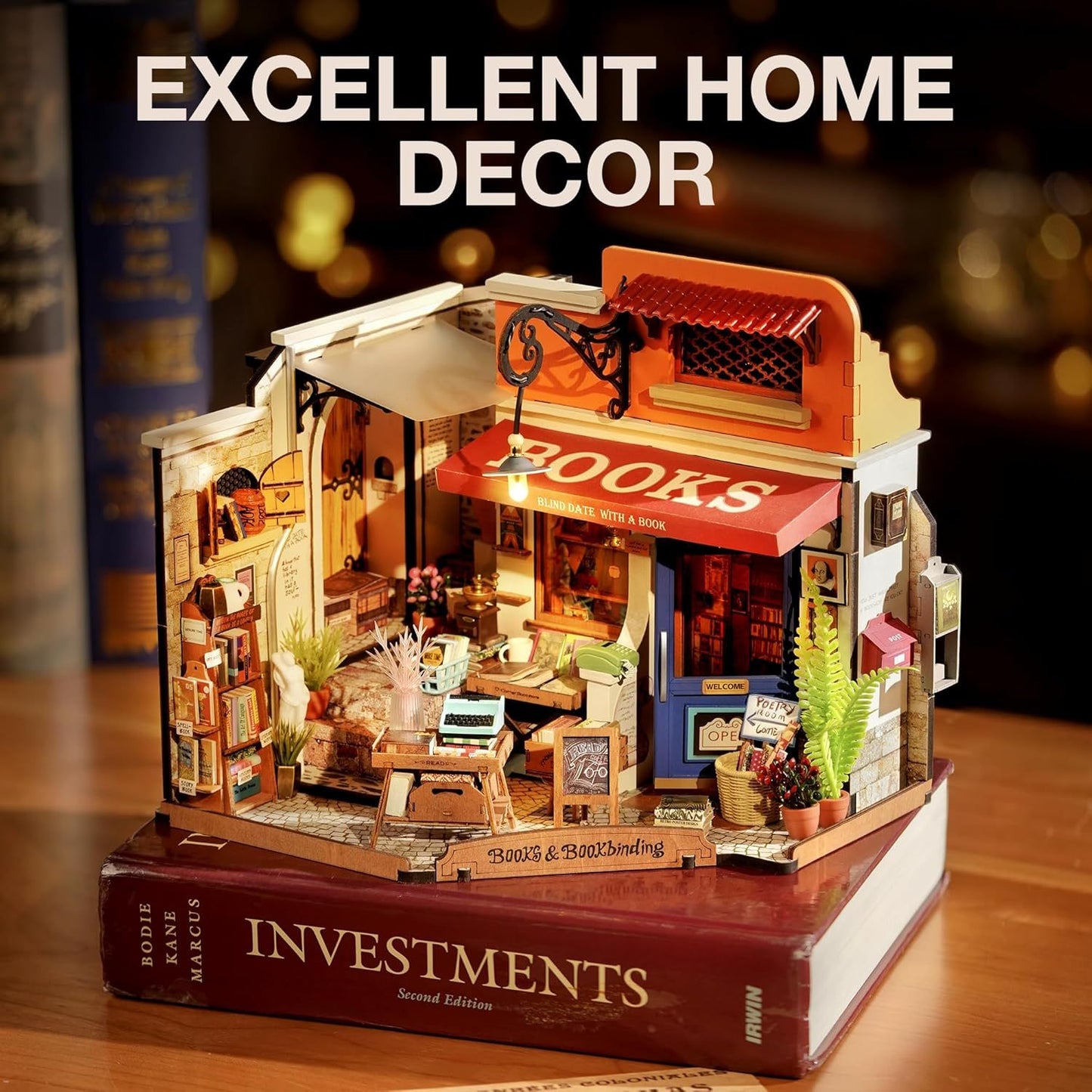 ROBOTIME DIY Miniatur Haus Bausatz Eck Buchhandlung Diorama