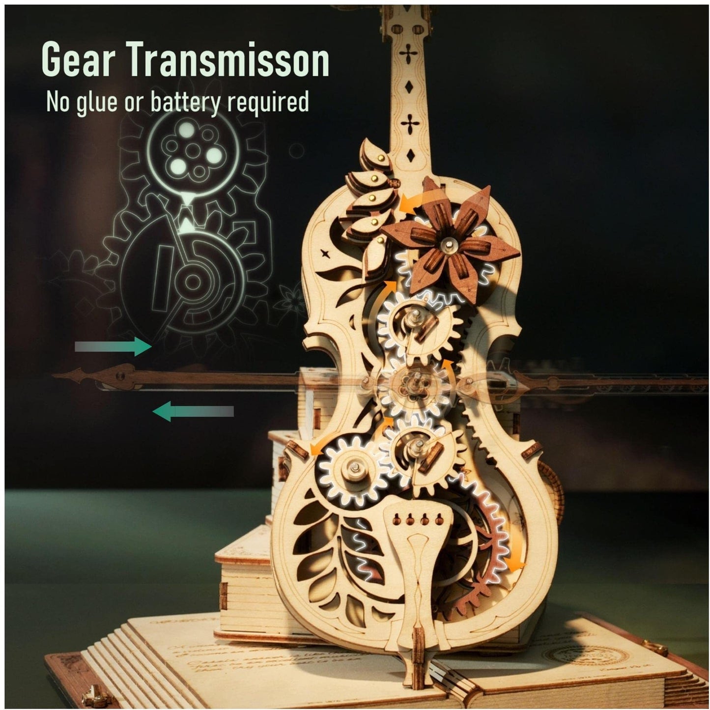 ROKR 3D Holzpuzzle – Magisches Cello Spieluhr