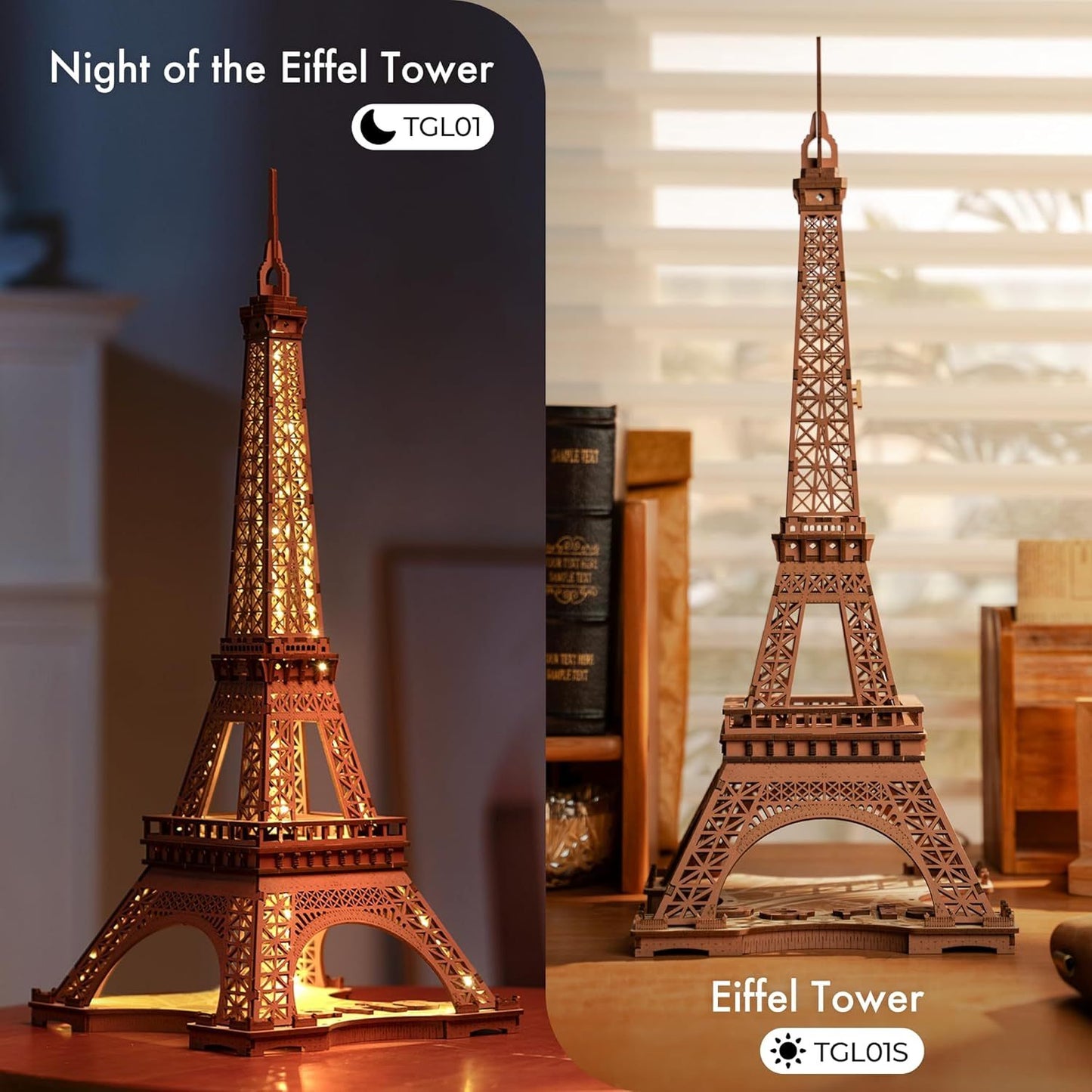 ROBOTIME Rolife Eiffelturm 3D Holzpuzzle mit LED