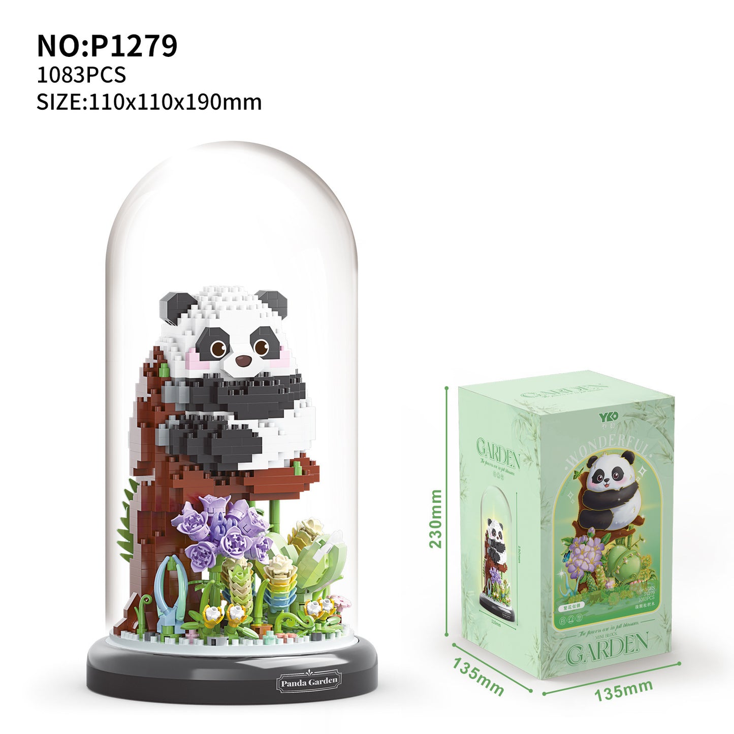 Klemmbaustein Bauset mit Kuppel - Pandagarden oder Birdgarden 4 Varianten