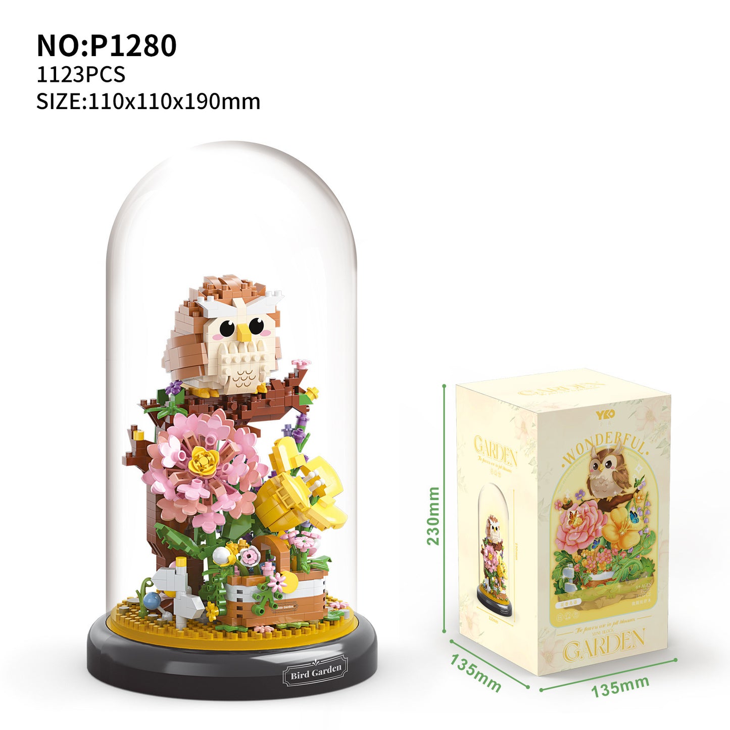 Klemmbaustein Bauset mit Kuppel - Pandagarden oder Birdgarden 4 Varianten